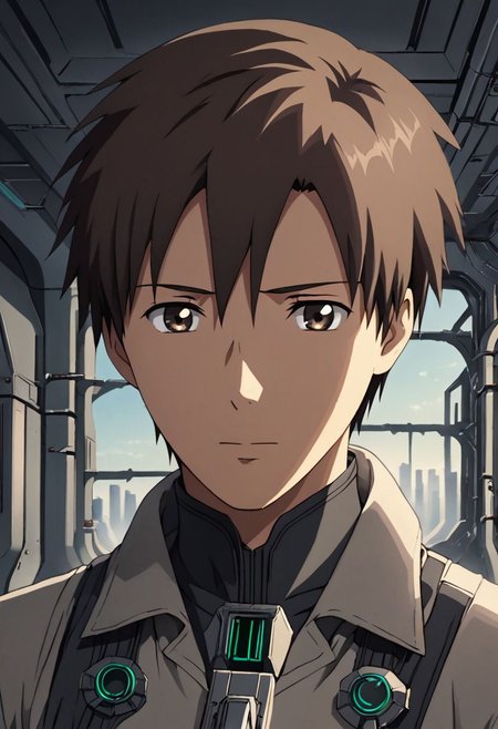 high resolution, solo, best quality, 1Boy, Takaki Toono, Brownish Hair, Brown Eyes, Science Fiction, OverallDetail