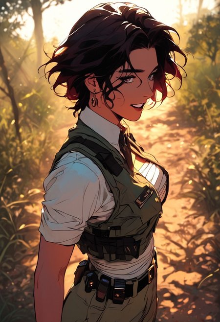 masterpiece,best quality, highly detailed, score_9, score_8_up, score_7_up, score_6_up, source_cartoon,
 BREAK
1girl, warzone journalist, (bandaged breasts), bulletproof vest (open)
BREAK
photographing massacre, from ground, lens cracked, soldiers laughing, blood splatter on camera
 BREAK
dynamic light, warm_light, vibrant colors warm_colors, soft focus, high contrast, textured surfaces, depth of field, golden hour lighting, dramatic shadows, rich details, nature-inspired color palette, playful composition.
,dynamic angle,dynamic light,background,