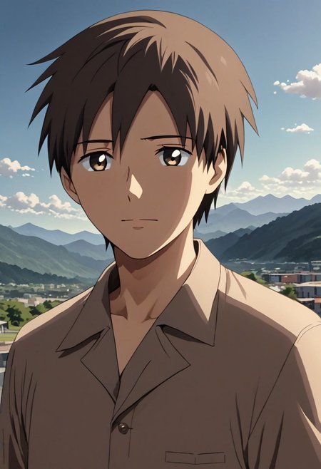 high resolution, solo, best quality, 1Boy, Takaki Toono, Brownish Hair, Brown Eyes, free fall, sky , OverallDetail