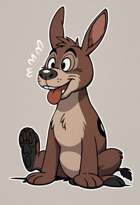 (score_9 | score_8_up | score_7_up) ((masterpiece:1))(best quality,very high quality,ultra detailed:1.2) (2D,cartoon style,anime style)(Smooth:2)(clean blurring) (four fingers on each hand,one thumb on each hand:1), solo, charles, dog, black spot on left eye, white fur, paw, dog paws, donkey dog hybrid, Full Donkey, half donkey, donkey head, donkey ears, donkey tail,