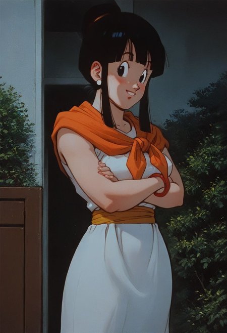 score_9, score_8_up, score_7_up,   score_9, score_8_up, score_7_up,score_9, score_8_up, score_7_up, score_6_up, score_5_up, source_anime, uncensored, BREAK, masterpiece, best quality, ultra-detailed, chichi_dbz, ((milf, mature face, tall)), Purple_Dress_Orange_Neckerchief, sleeveless, standing, smile, on the mountains, cowboy shot, realistic, volumetric lighting, intricate details, tonemapping, sharp focus, hyper detailed, <lora:chichi_dbzV2:0.7>