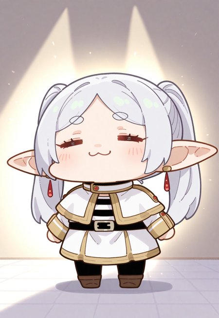 masterpiece,best quality,very aesthetic,absurdres,rim light,
1girl, frieren, cute, pointy ears, chibi, shibi style, :3, =_=, (((extremely long ears))), CuteChibi_ST, CTCB_ST