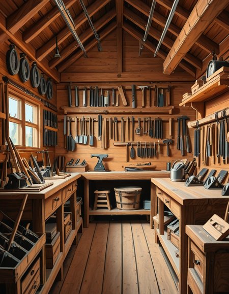 carpenter tool shop illustrious background