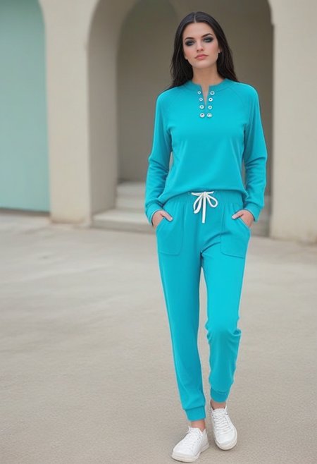 Stable_Yogis_PDXL_Positives 
<lora:train_Sweat_Suit_by_Stable_yogi_bsy_PONY:0.8>
 wearing a 99sweatsuit99 in Turquoise color,   pockets, long sleeves, full body,  shoes,
beautiful face, Subtle contour makeup style, Sleek blunt lob hairstyle, Midnight black hair_color, secluded mountain path with wildflowers
