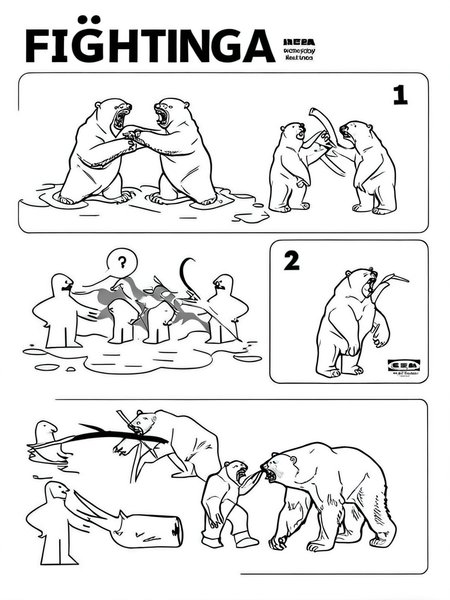 Fighting a polar bear <lora:ikea_instructions_xl_v1_5:1>