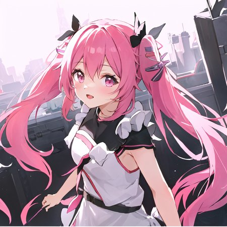 chiyoura chiyomi,solo,1girl,<lora:chiyoura chiyomi:0.8>,twin tail,long hair,pink hair