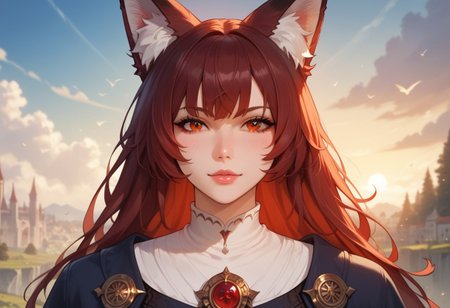 (score_9), (score_8_up), (score_7_up), masterpiece, source_anime, best quality, very aesthetic, epic, absurdres, Zyrnox-Exoterra Style, perfect anatomy, day_time, fantasy, fantasy elements, dark, bright_lighting, (horror theme:0.8). (1girl, fox girl, knight, no helmet, medieval-fantasy city, portrait), walking towards viewer, long hair, portrait