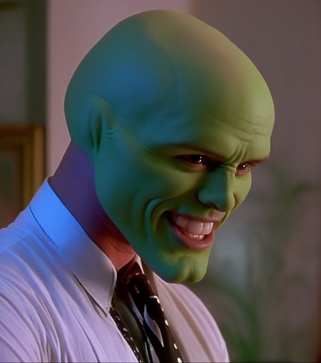 an extremely sexy muscular bald handsome attractive man with a sexy (((green head))), a sexy green model face, a sexy strong jawline, sexy wide shoulders, sexy handsome detailed bright eyes and huge beautiful white teeth in a room a night, highly detailed, best quality <lora:1990's The Mask 1994 style xl v1:1.5> 1990's
solo, looking at viewer, smile, grin, high budget,  cinemascope, moody, epic, gorgeous