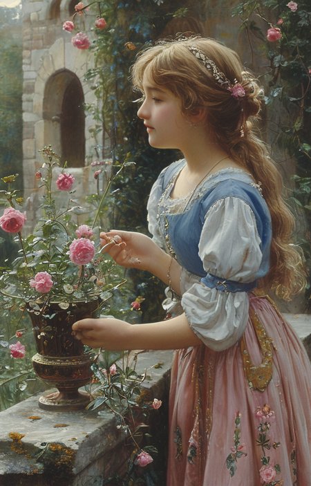 masterpiece,best quality,<lora:tbh201-sdxl:0.9>,illustration,style of Edmund Leighton
 portrait of idolmaster cinderella girls,