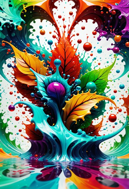 small centered composition, product shot, plain background, wallpaper art, in the center is an image of multiple leafs , Depth of field 100mm, fantasy, blank background, dynamic cinematic color, unique, epic, ambient, flowing, Jed-Splash, colourful, <lora:ColourfulStyle:0.7>,