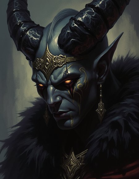 A painting of a closeup of a dark male tiefling who looks like Astarion with intricately adorned with golden filigree horns and elven ears. The whole scene has a dark, moody and sinister atmosphere.
<lora:dark_fantasy_flux:0.9> <lora:19th_century_American_painting:0.2> pa1nt1ng <lora:Astarion-00_edited:0.1> Astarion