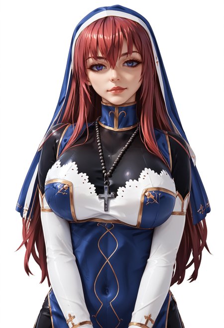 score_9, score_8_up, score_7_up, score_6_up, score_5_up, score_4_up, source_anime,  BREAK
1girl,   battleNun,  habit, cross necklace. ,large breasts,   red hair, blue eyes<lora:battleNunPony:1>