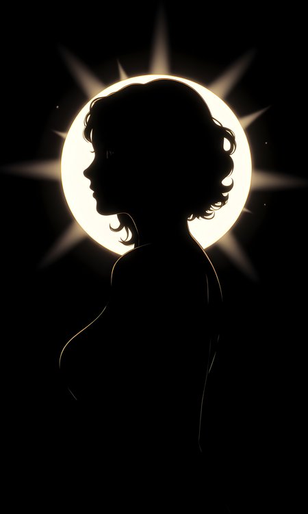 The subject is a woman, captured in silhouette. Her profile is clearly defined against the background, with her head turned slightly to the side. The outline of her hair, which appears to be styled in soft waves or curls, is particularly prominent.
Due to the silhouette effect, the facial expression is not discernible. However, the positioning of her head and the gentle curve of her jawline suggest a calm and composed demeanor.
The woman is standing upright, with her body facing forward and her head turned to the side. This pose creates an elegant and graceful silhouette, emphasizing the contours of her face and neck.
The woman appears to be wearing a dress or top that fits closely to her body, as indicated by the smooth lines of the silhouette. The clothing does not have any distinct features or patterns visible due to the lack of light.
The camera is positioned at eye level, capturing the subject from a side angle. This perspective allows for a clear view of her profile and emphasizes the silhouette effect. The framing is tight, focusing on her upper body and head.
The lighting is dramatic, with a strong light source positioned behind the subject, creating a bright halo effect around her head and shoulders. This backlighting results in a deep black silhouette, with no details visible on her face or clothing. The light beams radiating from behind her add a sense of depth and dimension to the image.
The background is completely dark, providing a stark contrast to the bright light surrounding the subject. There are no discernible features or objects in the background, which helps to keep the focus entirely on the silhouette.
The composition is simple yet powerful, with the subject's silhouette centered in the frame. The use of backlighting and the dark background create a strong visual impact, drawing the viewer's attention to the elegant lines of the woman's profile. The overall effect is one of mystery and beauty, enhanced by the interplay of light and shadow.
BREAK j_art, anime, anime art, <lora:FLUX\RetroAnimeS1.1:0.1>, <lora:FLUX\GLSHS:0.1>, <lora:FLUX\Dieselpunk Delight - s0_9 g4:0.1>, <lora:FLUX\Anime Art V3:0.1>, <lora:FLUX\jul\J_Anime:1.0>