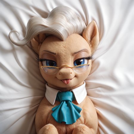 score_9, score_8_up, score_7_up, source_pony, feral, (earth pony, mayor mare \(mlp\), beige fur, green ascot), on back, on bed sheet, bedroom eyes, blep, high-angle view, tongue sticking out, closed mouth, looking at viewer, silly, excited, detailed, realistic, BREAK
zPDXL3, (detailed fluffy fur), close-up, realistic, sunshine,  <lora:0780 light rays_v1_pony:0.4> <lora:ral-fluff:1> <lora:mayor mare:0.8>