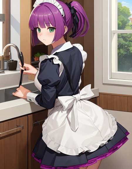 (extremely detailed CG unity 8k wallpaper),(masterpiece), (best quality), (ultra-detailed), (best illustration),(best shadow), kitchen
(carcanogrape:1.2), (maid:1.4), ponytail
<lora:CarcanoGrape:.8>