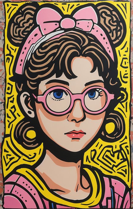 masterpiece,best quality,<lora:tbh164-sdxl:0.9>,illustration,style of Keith Haring, portrait of idolmaster cinderella girls,