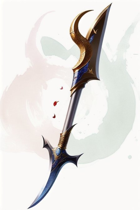 Guan Dao, A type of Chinese, polearm, that featured a large blade shaped like a crescent moon,
Medieval looking weapon, MagicItem_v1,
