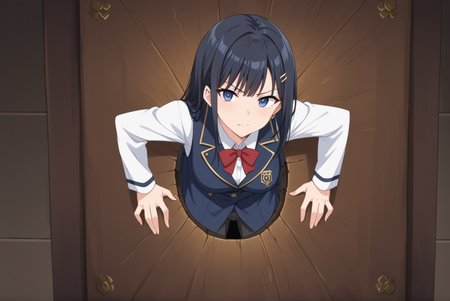 score_9, score_8_up, score_7_up, best quality, masterpiece, source_anime, anime screenshot, BREAK,  1girl, stuck in wall, through wall, from front <lora:stuckwall:1>
