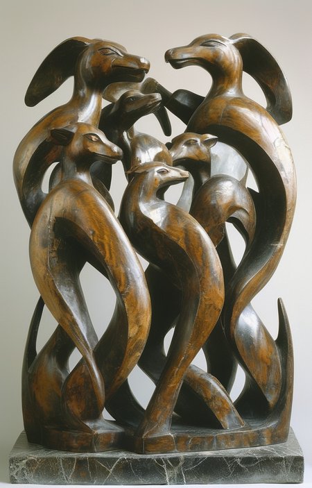 masterpiece,best quality,<lora:tbh217-sdxl:0.9>,illustration,style of William Zorach animals