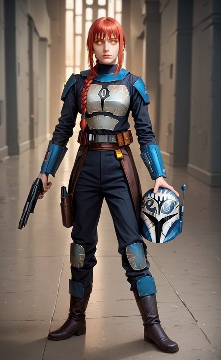 score_9, score_8, score_7, score_6,, star wars, (armor),(boots),,<lora:Bo-Katan_Kryze_I_Clone_Wars:1>,gun in his hands, (realistic style:1.3), (helmet:1.3),