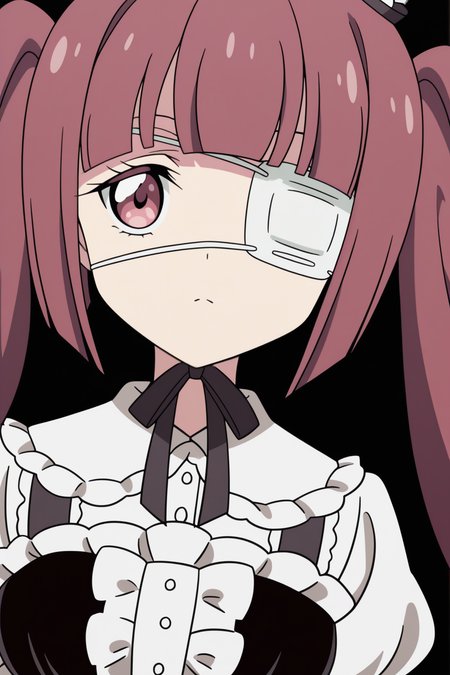 anime coloring, masterpiece, newest, Yurine Hanazono, medical_eyepatch, upper body <lora:Jashin-chan_Dropkick_-_Yurine_Hanazono_-_illustrious:0.8>
