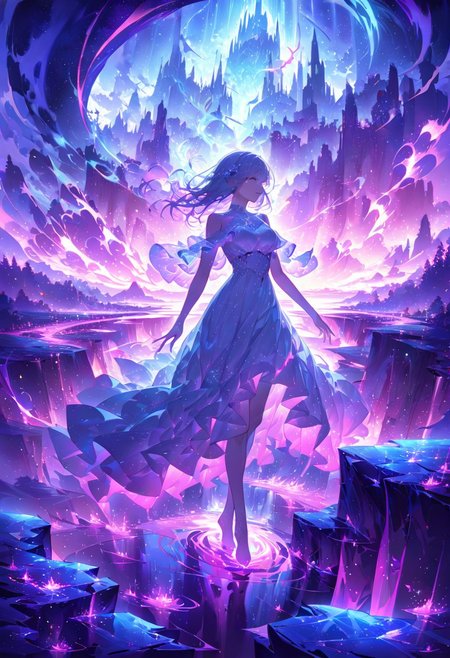 serene night, beautiful sky, dancing silhouette, Complex landscape, best quality, pastel colors, light blue tint, aesthetic Ethereal, Effulgent, Idyllic atmosphere,  Tranquil,  ethereal quality, cinematic volume, Twinkling lighting, glowing aura, global illumination,  glowneon, Anisotropic Filtering, Unrivaled Opus, Unconventional, hyper detailed, HDR,