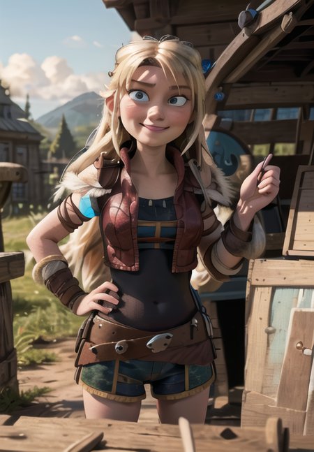 <lora:astrid_hofferson:0.8>, astrid_hofferson, smirk, (masterpiece, best quality, absurdres, detailed, ultra-detailed:1.3)