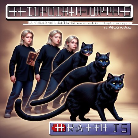 score_9, score_8_up,n
<lora:Animorph_-_pony:1> animorph, girl, morph, black cat , left to right transformation, multiple people, 4 stage transformation, gradual transformation,  book cover