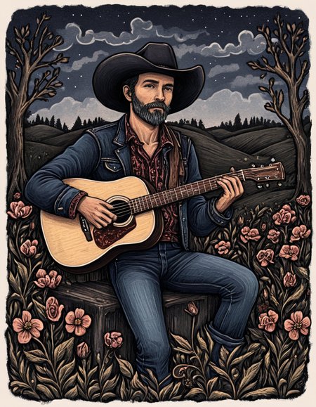 novuschroma81 style country music  illustration <lora:novuschroma81 style:1>
