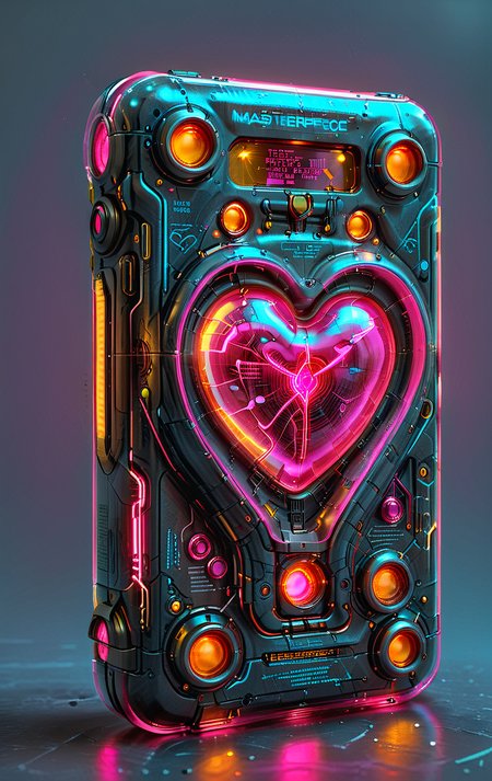 clear image, accurate picture, clear picture, precise image, focused image, Science fiction style, Science fiction, (carbon texture:2), pink glowing neon, neon hearts, neon heart aura,
(in ARTIST style:1.4), (masterpiece:1.8), (Frontal View:2)
(Frontal View of device (science fiction texture, science fiction skin, someplastic, no humans, english text, simple background, grey background, retro, old style, old phone, device, wearable item), glowing neon, gray paint),
pink glowing neon elements, pink glowing neon heart,
(masterpiece:1.8), (highest detailed:1.8),
(angle:1.8), perfectly lighted, (contrast), (saturated), (((sharp focus))), (hyperdetailed:1.3), (intricate details:1.2), (Refined details:1.3), (best quality:1.5), highly detailed textures,
vibrant colors, <lora:add-detail-xl:0.7> (ultra sharp focus:1.8), (detailed skin:1.8), (detailed windows:1.8), (thin lines:1.8), (best quality:1.8),
<lora:Apparatus_-_Traction_City_Walkers_Vehicles:0.7>, <lora:Someplastic_V2:0.8>,
<lora:glowneon_xl_v1:0.7>