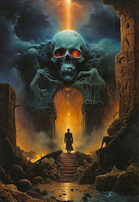 Gates of fear is open
Deep inside the violence rages
Till you dies
It takes a moment
forevermore


 score_9, score_8_up, score_7_up, masterpiece,dark fantasy,magic,glow,mysterious,poignant,disturbing,surreal,absurdes,horror theme,scary, epic scale,hypnotic,80's VHS dark fantasy, VHS horror, colorful,dramatic,perfection,paiting,concept art,detailed,acid deep colors,neon vibrant colors,stunning color scheme, mesmerizing and otherworldly visual experience, high resolution, artistic, proffesional,perfection,((no humans)),composition explores the boundaries of reality, creating a visually arresting scene that defies conventional norms, inspired by Zdzisław Beksiński, John Howe, and Frank Frazetta, Odilon Redon, John Atkinson Grimshaw, Arnold Böcklin, Zdzisław Beksiński, John Blanche, H.R. Giger,Alan Lee,Ernst Fuchs,Hans Larwin,Daniele Valeriani