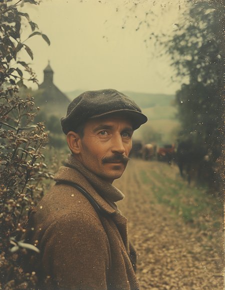 35mm vintage photo of a farmer, bokeh, 4k, uhd, masterpiece