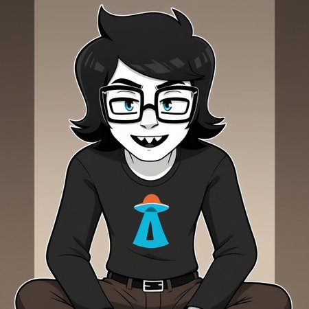 1boy, solo, judeharley, black hair, white skin, buck teeth, glasses, medium hair, shirt, pants,
BREAK,