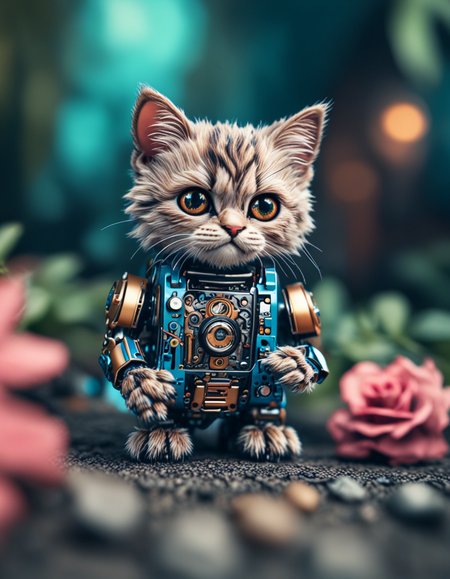 novuschroma style mechanical kitten robot steampunk <lora:133_novuschroma_a:1>, <lora:sdxl_lightning_8step_lora:1>