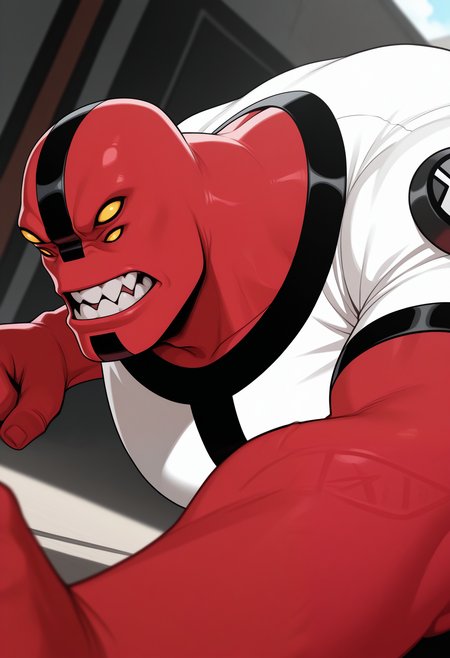 masterpiece,best quality,amazing quality, 1boy, solo, 4arms10, alien boy, white shirt, close up, side angle, attack,