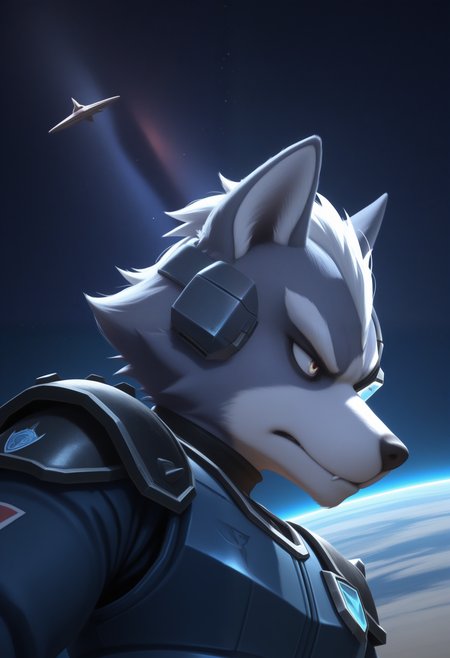 masterpiece,best quality, amazing quality, 1boy, solo, wolfSF, wolf boy, assault blue vest, assault shoulder armor, assault scouter ,close up, side angle,

 
space, space ship, 