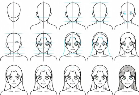 score_9, "drawing of Starfire in 12 steps", "sketch tutorial " , "step by step guide". colored final touch