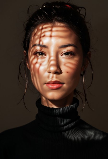 score_9, score_8_up, score_7_up, score_6_up, photorealistic, DRKDL, dramatic lighting, low key,  dark theme, spot color, shadows,
BREAK 
<('karen': ('Pretty Face'+'Manic Pixie'+'asian features'+'red lips',
'looking at viewer'+'black turtleneck'))>,