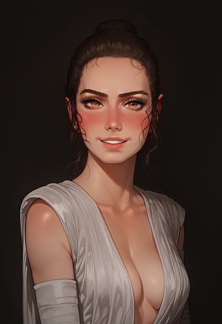 score_9, score_8_up, score_8. score_9, score_8_up, score_7_up, score_6_up, masterpiece, 4k, high quality, (best quality:1.1), ExpressiveH,(close up)
1girl, rey_star_wars, medium breasts, blushing, looking at viewer, smiling, g0dd3ss, white dress, cleavage
black background