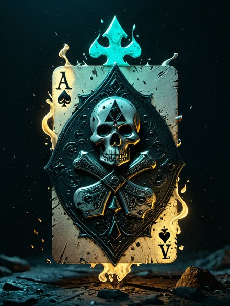 mike mignola style illustration of the Ace of Spades, glow effects, godrays, Hand drawn, render, 8k, octane render, cinema 4d, blender, dark, atmospheric 4k ultra detailed, cinematic, Sharp focus, big depth of field, Masterpiece, colors, 3d octane render, 4k, concept art, trending on artstation, hyperrealistic, Vivid colors, extremely detailed CG unity 8k wallpaper, trending on CGSociety, Intricate, High Detail, dramatic