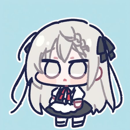 Kasugano Sora,<lora:miratsu_noob:1>,chibi,silver hair,