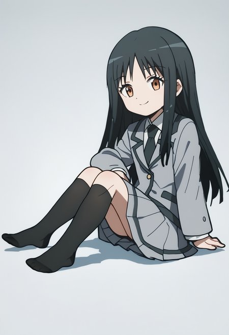 score_9,score_8_up,score_7_up,score_anime,
<lora:BraveFrontierPDCAME PixelArt:1>,full portrait || chibi,white background,
<lora:Yukiko Kanzaki v2>,
yukiko kanzaki,1girl,brown eyes,black hair,long hair,
school uniform,grey jacket,white shirt,black necktie,grey skirt,black legwear,
sitting,smile,closed mouth,