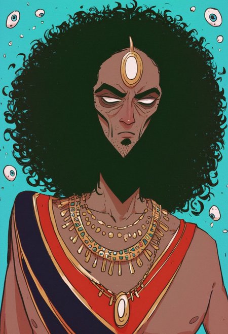 score_9, score_8_up, score_7_up,  hindu god dancing in the swirling cosmos, wild dance kicking and flailing, radiating their awesome godlike might, strange man, beautiful full beard, big eyes, dark blue skin, white eyes, golden jewelry, a belt of skulls, a necklace of severed bloody heads,( inhumanly thin:1.1)
