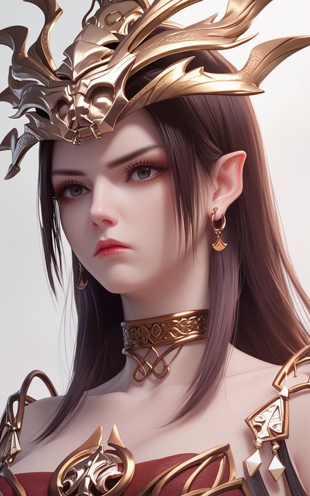 score_9,score_8_up,score_7_up,
<lora:MedusaPonyT:0.9>,Medusa,1girl,earrings,jewelry,long hair,pointy ears,solo,brown hair,hair ornament,choker,expressionless,closed mouth,