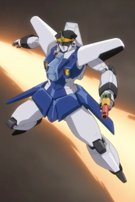score_9, best, masterpiece, uncensored,
1boy, solo, official style,
RinOu, mecha, robot boy,
weapon, holding, energy gun, thrusters,
<lora:ZORinOu_V4:0.8>​​​