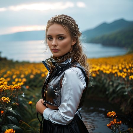 (((dark cinematic still with dark vibes))),one squatting  screaming swedish women,<lora:cropped_puffer_vest_v2:0.7> cropped_puffer_vest ,  satin crop top,satin_scarf_blindfold,smile,beautiful eyes,tea,stormy weather,landscape,gleaming diamond palace with golden accents , radiating light, amidst brilliance, glittering professional photography, macro, natural lighting, ,happy,sky,flower ,water,canopy,glitter,luster
 <lora:satin_scarf_blindfold:0.4>
<lora:MJ52:1>