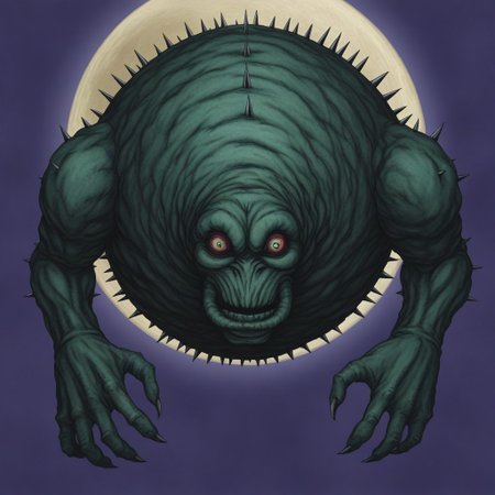 masterpiece, best quality, 
no humans, monster, eyes, 
spikes, 
orbs, 
moon
