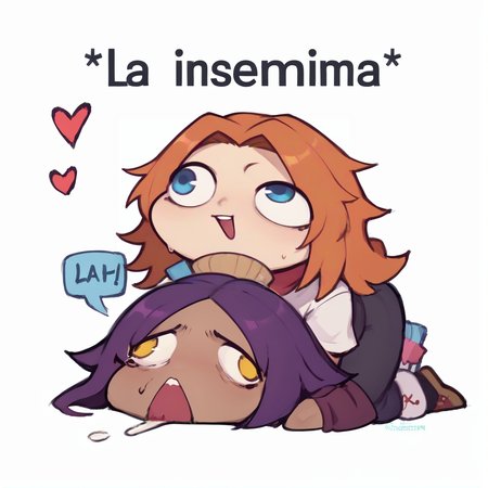 score_9, score_8_up, score_7_up, rating_explicit, zPDXL2, zPDXLxxx, zPDXL3, source_anime, <lora:La_Insemina:0.6>, 2girls, simple cartoon style, blush, sweat drops, lewd pose, exaggerated eyes, sexual interaction, doggystyle position, heart, top person, bottom person, simplified anatomy, exaggerated expressions, lewd mood, chibi, english text, 
BREAK  matsumoto rangiku, long hair, orange hair, blue eyes, mole under mouth, 
BREAK shihouin yoruichi, long hair, yellow eyes, ponytail, purple hair, dark skin, dark-skinned female,