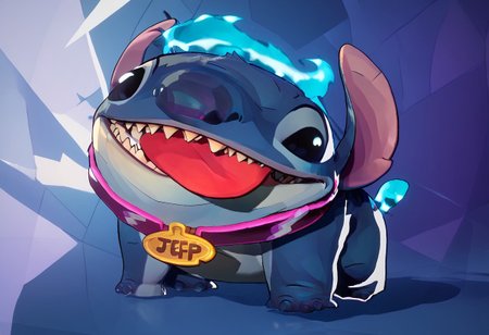 score_9, score_8_up, score_7_up, score_6_up, 1boy, st1tch, black eyes, furry, stitch, experiment 626, fighting stance, looking at viewer, cowboy shot, smile, smirking, blue, blue glowing aura around stitch, MarvelRivals, <lora:AMarvelRivals_style:0.85>, cartoon, aura, dutch angle,  <lora:HandFixer_pdxl_Incrs_v1:0.35>, handfixer, ng_deepnegative_v1_75t
BREAK
jeffs, collar, teeth, sharp teeth, black eyes, tail, tongue, Jeff and Stitch together, jeff and stitch fighting together, side by side, duo,