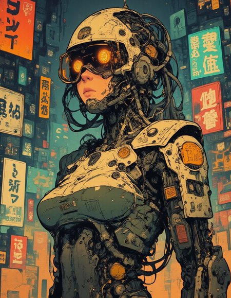 <lora:digital-abyss:1> bo-abyss, <lora:ck-shadow-circuit:1> in the style of cksc, <lora:CPA:1> anime, cyberpunk, <lora:dreadmirth-style-art:1> dreadmirthart, girl, <lora:FLUX-daubrez-DB4RZ-v2:0.3>